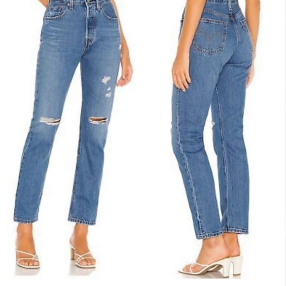 Levi's Denim - Levi's Premium 501 Original Straight Jeans  Athens Crown Medium Wash Des…